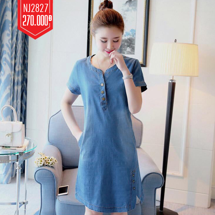 ĐẦM JEAN SUÔNG XẺ TÀ ĐÍNH 3 NGÔI SAO