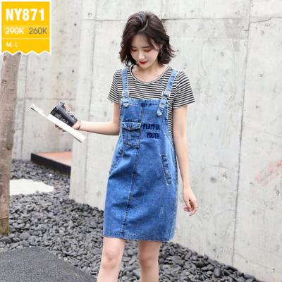 ĐẦM JEAN YẾM 2 DÂY PHỐI TÚI - NY871