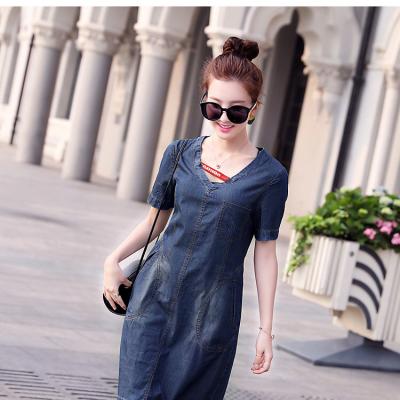 ĐẦM JEAN SUÔNG PHỐI DÂY CHÉO NGỰC - NJ901